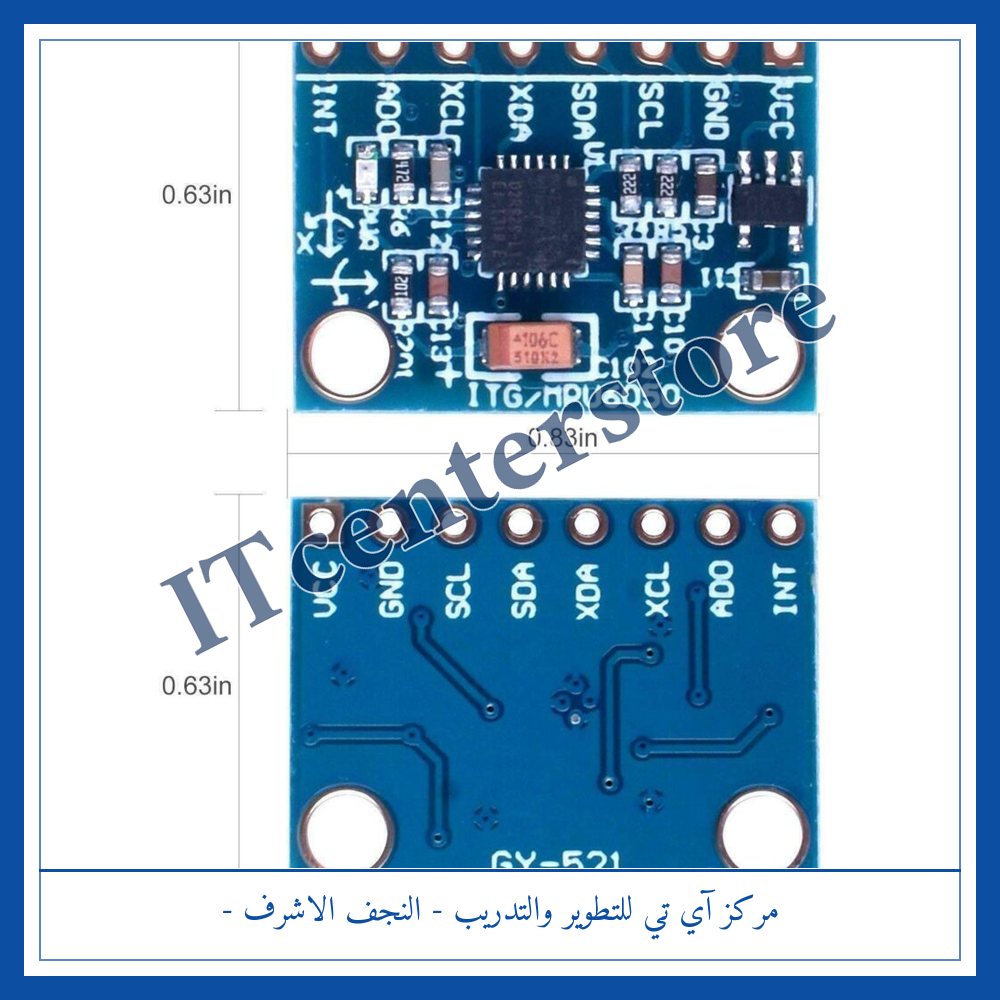 MPU6050 (GY-521) 6-Axis Gyro + Accelerometer Sensor | حساس جايرو وتسارع 6 محاور MPU6050 (GY-521)